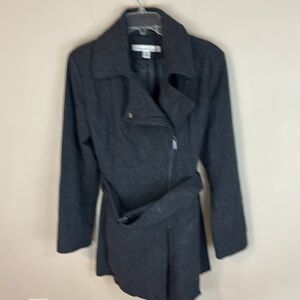 Kenneth Cole Gray Wool Blend  Belted Winter Coat Size Large
